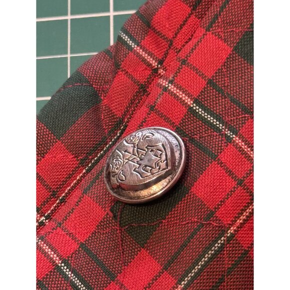 Vintage 1950 Red & Green Plaid Lanz Original Quilted Circle Skirt With Metal But - Picture 3 of 6
